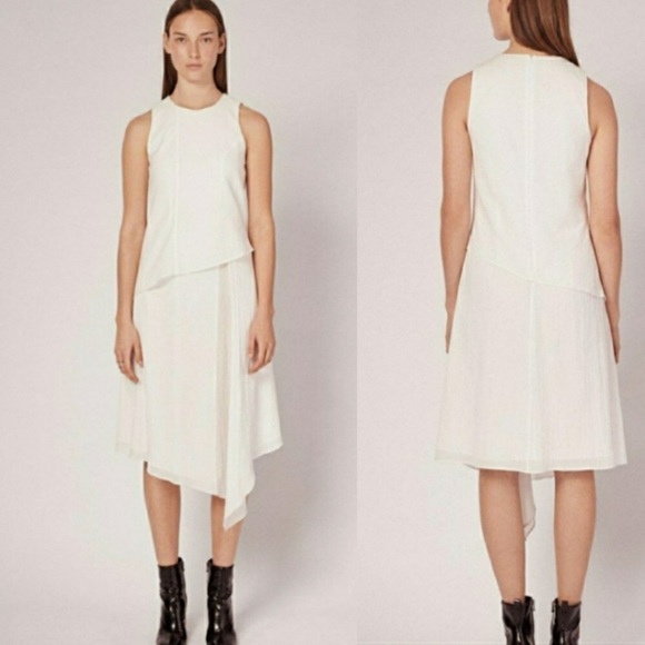rag & bone Dresses & Skirts - RAG & BONE WHITE 100% COTTON FERNAY LINED LAYERED ASYMMETRIC FRONT DRESS